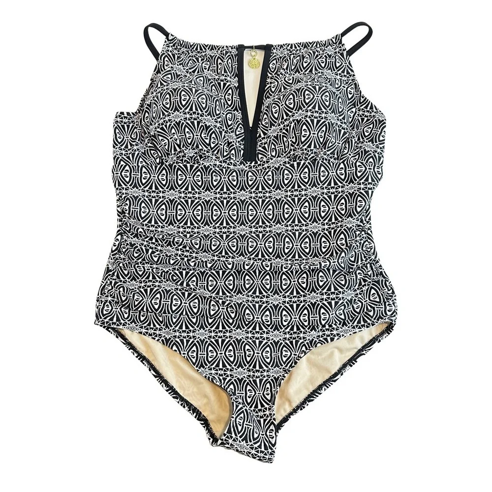 NWT Swimsuits for All One Piece‎ Black & White Stunning Swimsuit 18